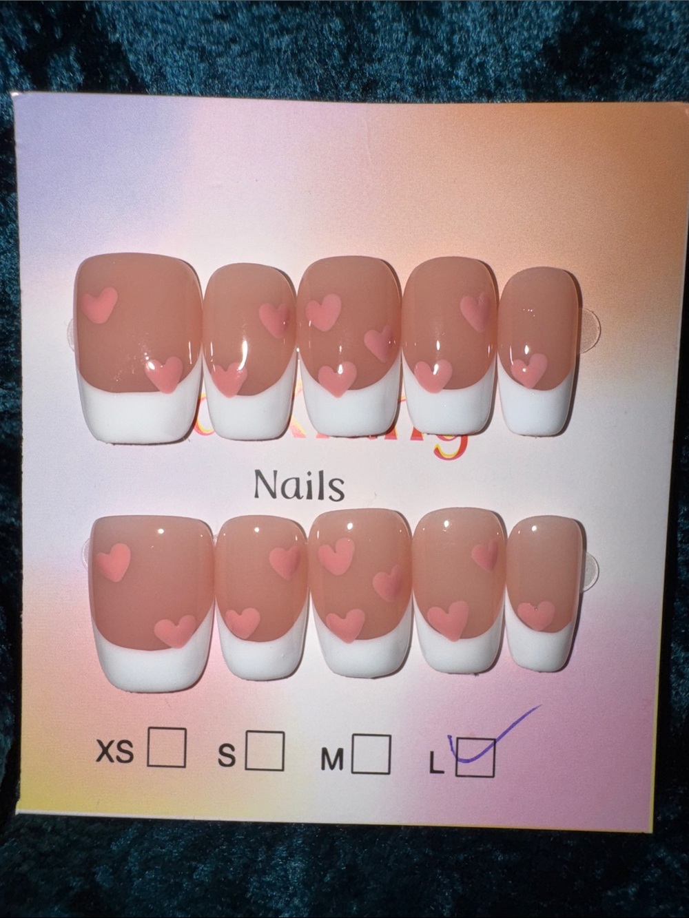 Pink Heart French Tip Press-On Nails